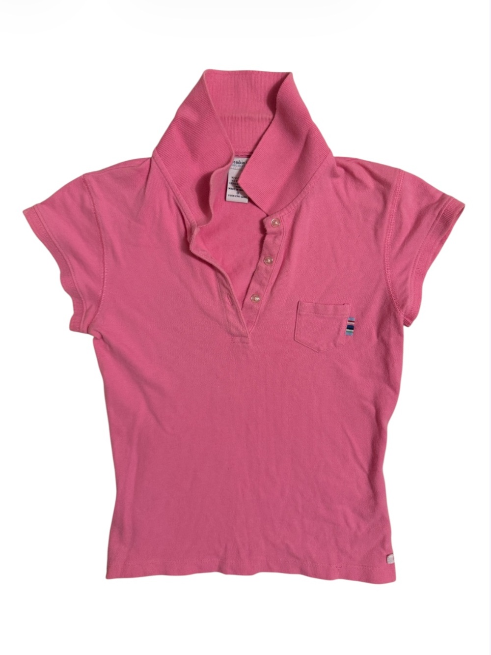 Y2K Vtg ABERCROMBIE Bubblegum Polo Shirt Pocket S “Baby Tee” A&F Deadstock⭐️